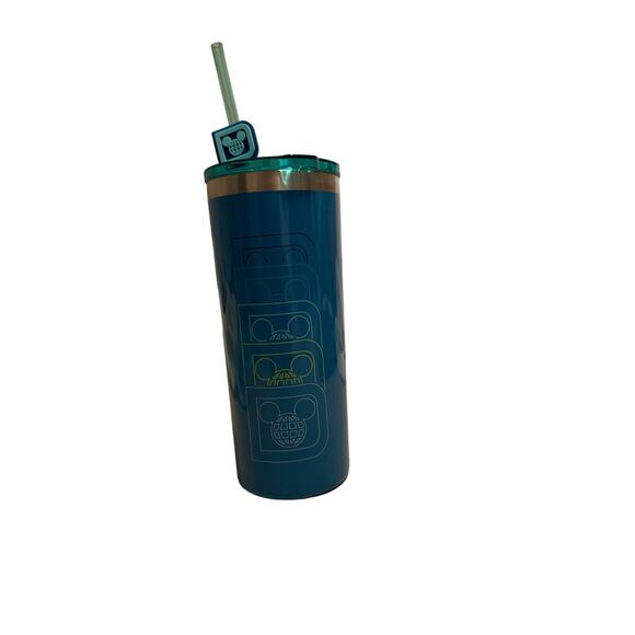 Walt Disney World Turquoise Stainless Steel Tumbler with Straw & Charm New - Picture 3 of 3